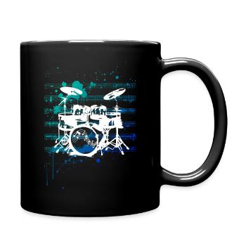 Silhouetten des Schlagzeugs - Tasse einfarbig - Schwarz - Rechts