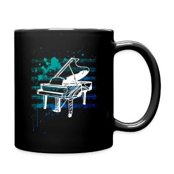 weißes Klavier - Tasse einfarbig - Schwarz - Rechts