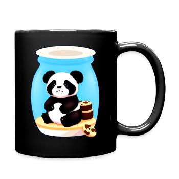 Cute little panda bear with biscuits - Full Colour Mug - black - Right