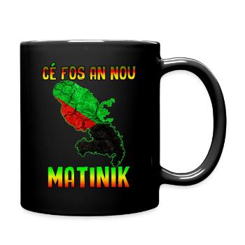 Drapeau et carte martinique cé fos an nou - Mug uni - noir - Droite