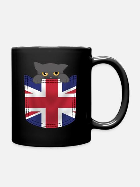 british cat pocket - Full Colour Mug - black