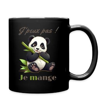J'peux pas, je mange [Version Panda] - Mug uni - noir - Droite