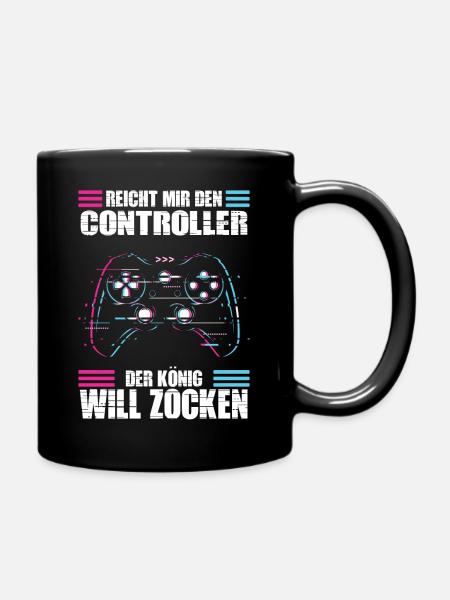 Reichet mir den Controller König will zocken - Tasse einfarbig - Schwarz