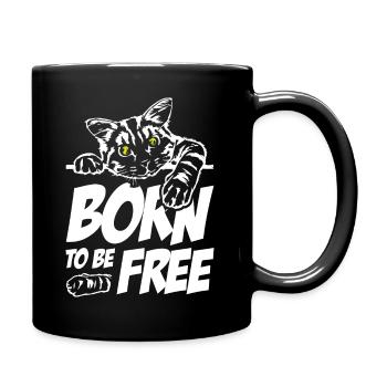 L’amoureux des chats né pour être libre - Mug uni - noir - Droite