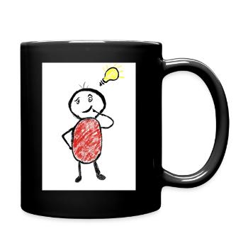 Strichmännchen hat eine Idee - Tasse einfarbig - Schwarz - Rechts
