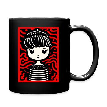 Cute Anime Girl Art - Full Colour Mug - black - Right