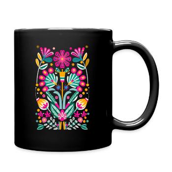 Otomi Blumen Mexikanische Blumenkunst - Tasse einfarbig - Schwarz - Rechts