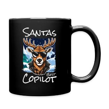 Christmas X-Mas Reindeer Santa Claus - Full Colour Mug - black - Right