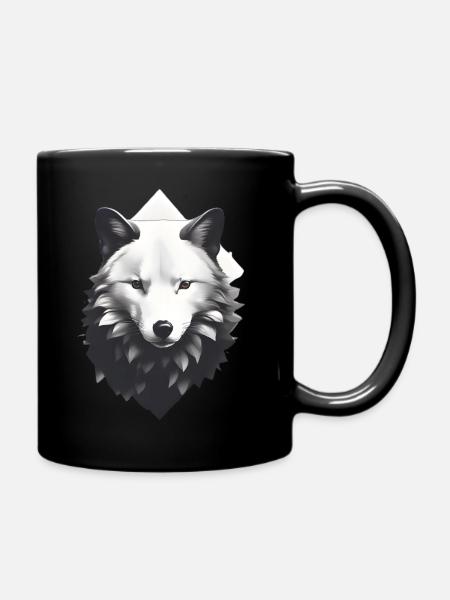 Black white wolf art - Full Colour Mug - black