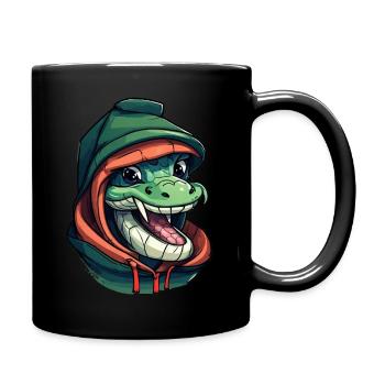 Schlangenkopf - Schlange trägt Kapuze - Tasse einfarbig - Schwarz - Rechts