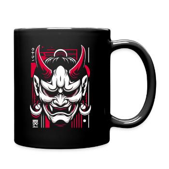 Japanische Oni Maske - Tasse einfarbig - Schwarz - Rechts