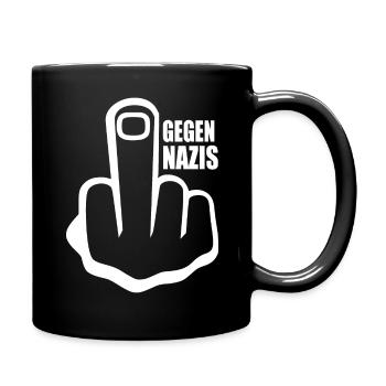 Gegen rechts Mittelfinger - Tasse einfarbig - Schwarz - Rechts