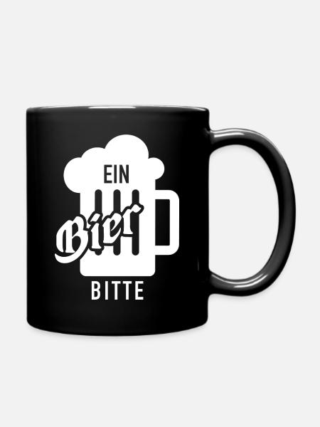 ein bier bitte white - Tasse einfarbig - Schwarz
