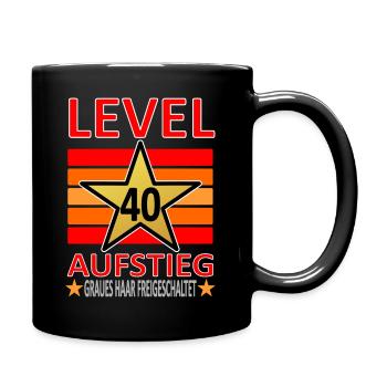 40 Jahre Geburtstag-Level 40-Graues Haar-lustig V2 - Tasse einfarbig - Schwarz - Rechts