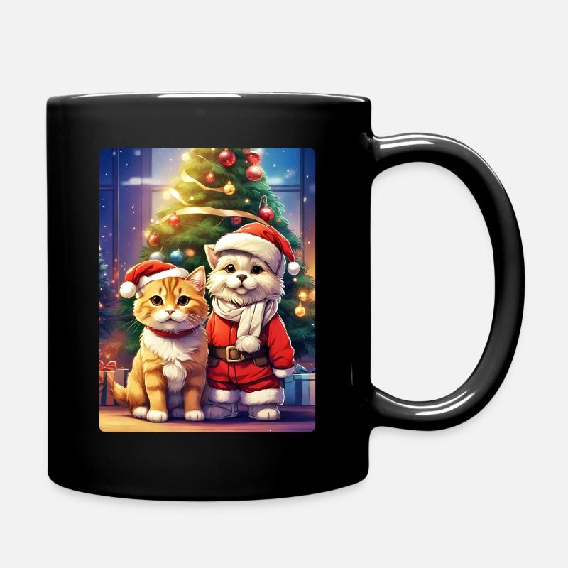 Weihnachten Hund und Katze Blankovorlage 1.6 - Tasse einfarbig - Schwarz