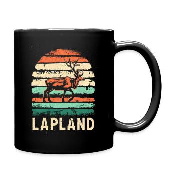 Reindeer and Sunset in Lapland Finland - Full Colour Mug - black - Right