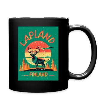 Reindeer in Moonlight Lapland Finland - Full Colour Mug - black - Right