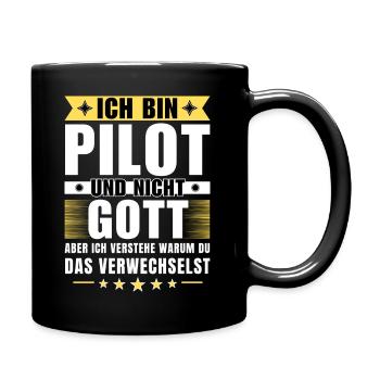 Ich bin Pilot und nicht Gott - Tasse einfarbig - Schwarz - Rechts