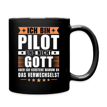 Ich bin Pilot und nicht Gott - Tasse einfarbig - Schwarz - Rechts