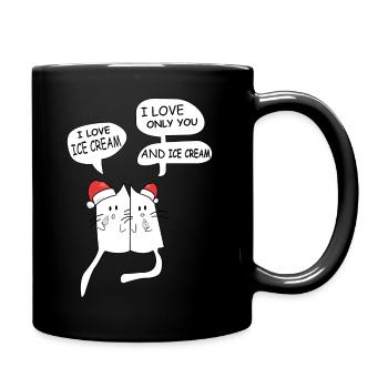 I Love Ice Cream Weihnachten Geschenk Katzen Liebe - Tasse einfarbig - Schwarz - Rechts