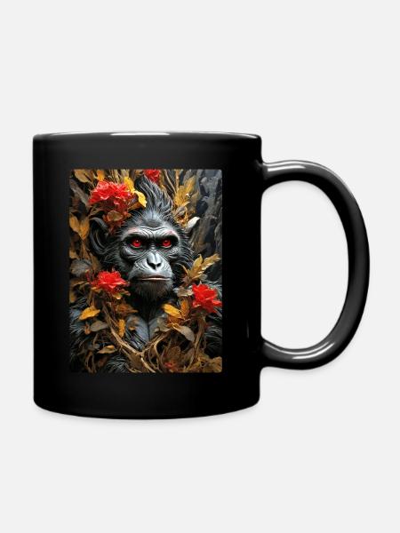 Gruselige Pflanzen Affe 1.10 - Tasse einfarbig - Schwarz