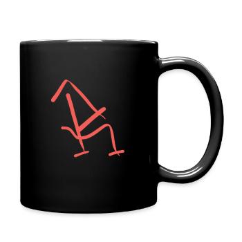 Fischerhut mit Buchstabe R Fischerfanggeschenk - Tasse einfarbig - Schwarz - Rechts