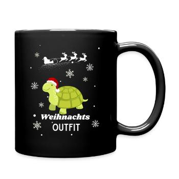 Weihnachts OUTFIT Schildkröte - Tasse einfarbig - Schwarz - Rechts