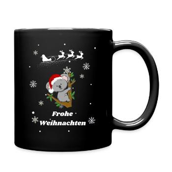 Frohe Weihnachten Koala - Tasse einfarbig - Schwarz - Rechts
