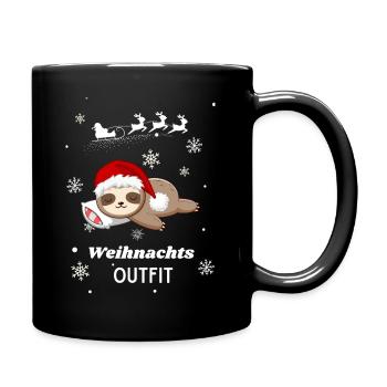 Weihnachts OUTFIT Faultier - Tasse einfarbig - Schwarz - Rechts