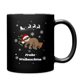 Frohe Weihnachten Faultier - Tasse einfarbig - Schwarz - Rechts