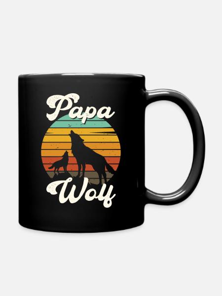 Papa père loup Vintage soleil - Mug uni - noir