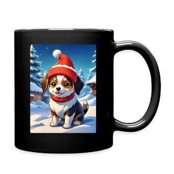 Anime Winterlandschaft Hund 1.2 - Tasse einfarbig - Schwarz - Rechts