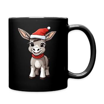 Weihnachtlicher Esel - Tasse einfarbig - Schwarz - Rechts