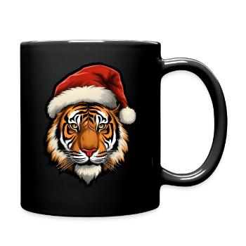 Tiger Weihnachten - Tasse einfarbig - Schwarz - Rechts