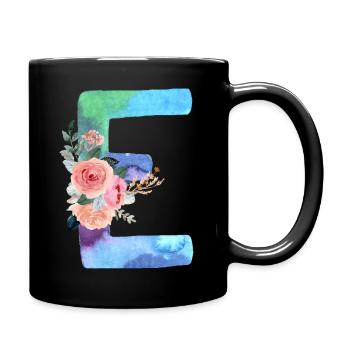 Buchstabe E Aquarell - Tasse einfarbig - Schwarz - Rechts
