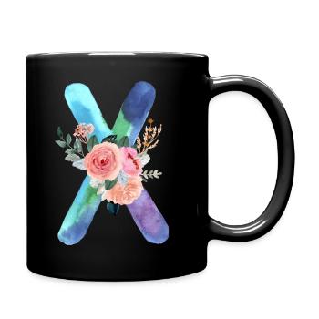 Lettre x watercolor - Mug uni - noir - Droite