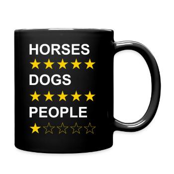 Horses Dogs People white - Full Colour Mug - black - Right