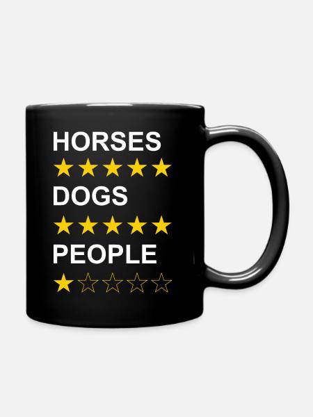 Horses Dogs People white - Full Colour Mug - black