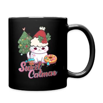 Sweet Catmas cat xmas Katze Weihnachten donut - Tasse einfarbig - Schwarz - Rechts