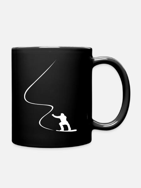 Snowboarder, Courbe, Descente, Freerider, Hiver - Mug uni - noir