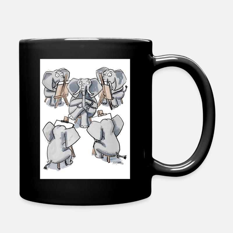 Elefanten zeichnen - Tasse einfarbig - Schwarz
