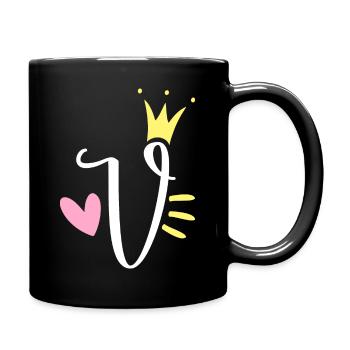 Lettre V Lettre initiale Couronne - Mug uni - noir - Droite