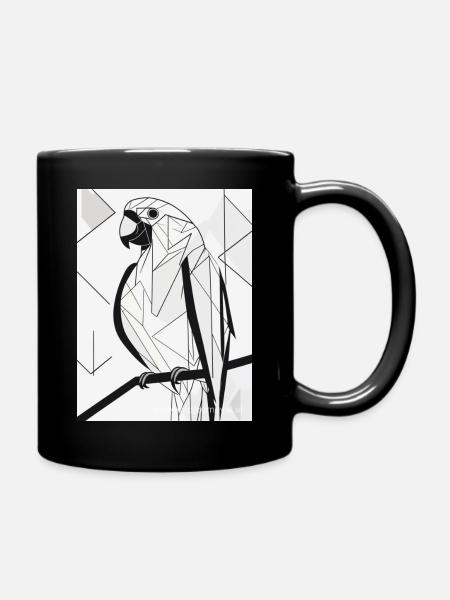 Papagei Skizze - Tasse einfarbig - Schwarz