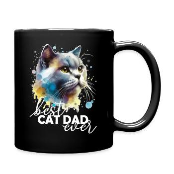 Bester Katzenpapa Ever - Tasse einfarbig - Schwarz - Rechts