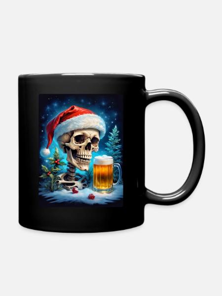Weihnachten Skull Bier 1.5 - Tasse einfarbig - Schwarz
