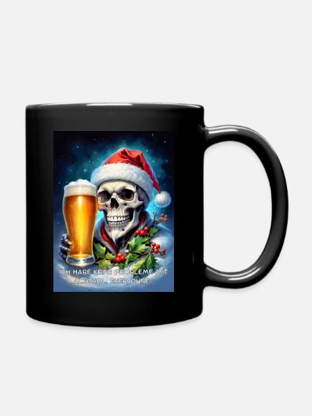 Weihnachten Skull Bier 2.7 - Tasse einfarbig - Schwarz