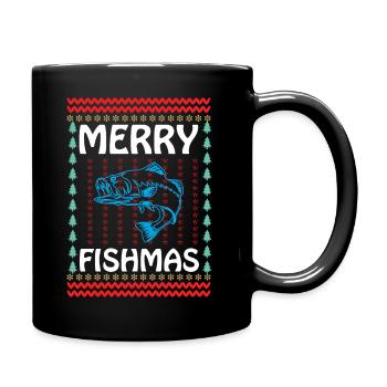 Merry fishmas - Tasse einfarbig - Schwarz - Rechts