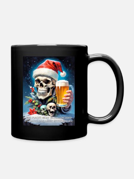Weihnachten Skull Bier 2.12 - Tasse einfarbig - Schwarz