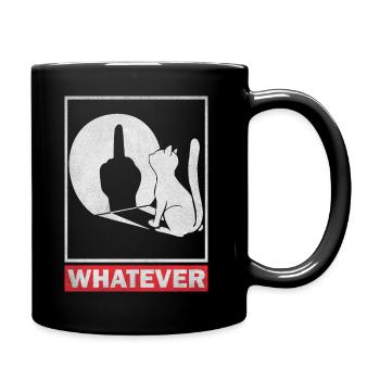 Whatever Mittelfinger Katzen Schatten - Tasse einfarbig - Schwarz - Rechts