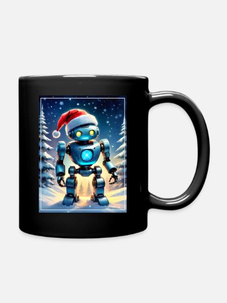 Winterlandschaft Robot 1.10 - Tasse einfarbig - Schwarz
